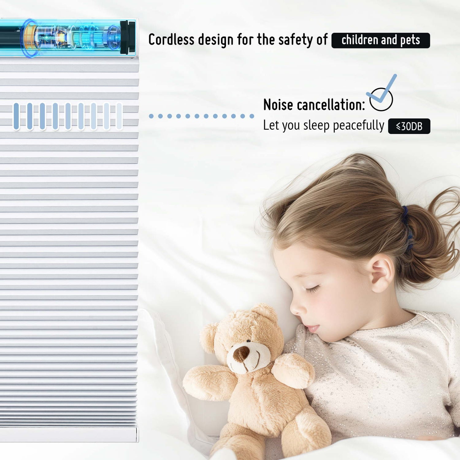 Keego No Drill Motorized Honeycomb Cellular Shades
