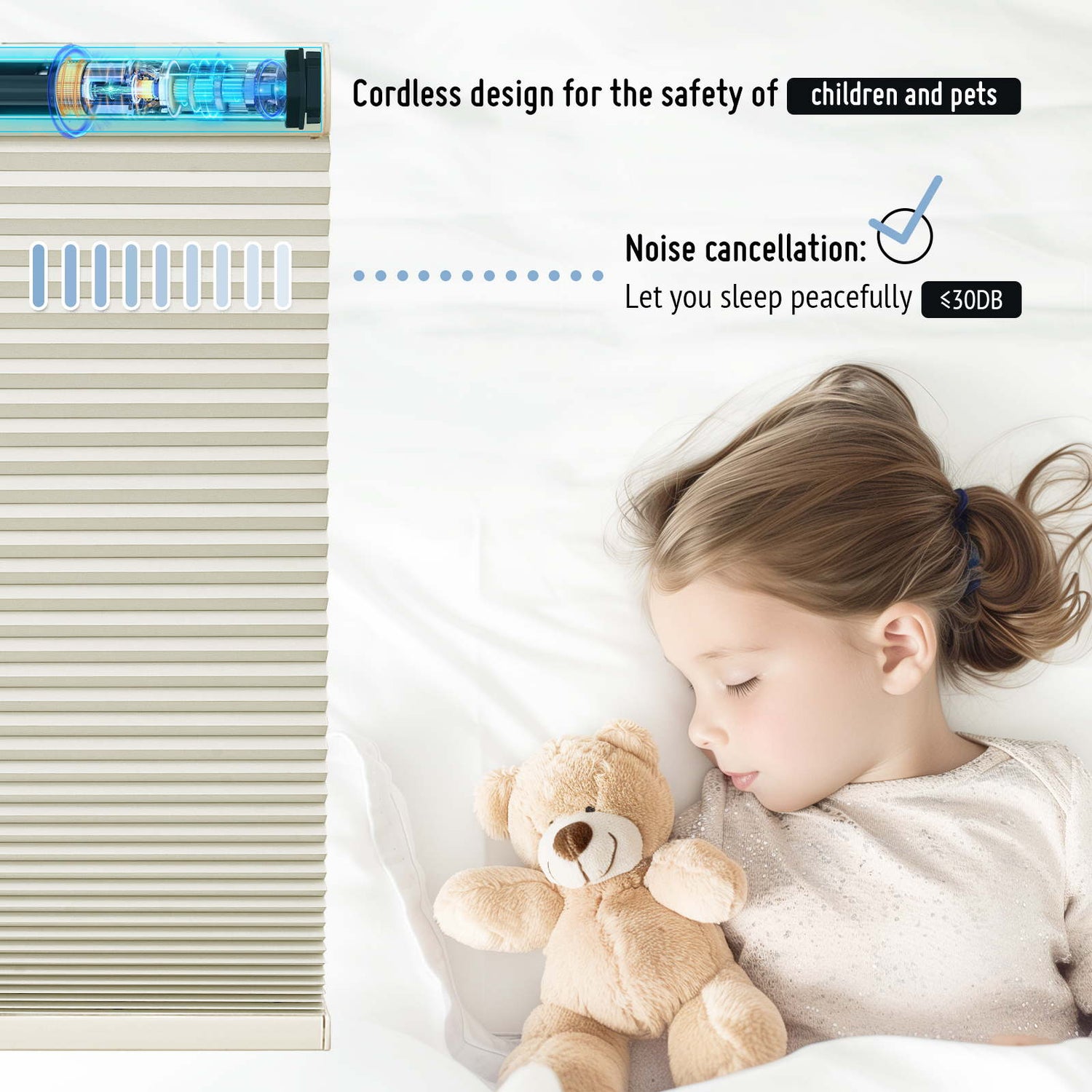 Keego No Drill Motorized Honeycomb Cellular Shades