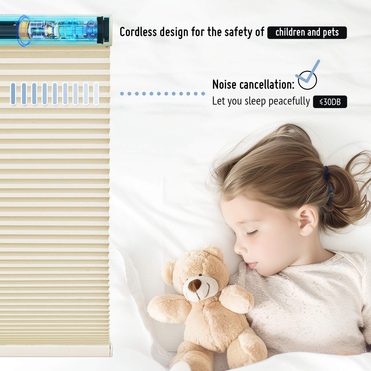 Keego No Drill Motorized Honeycomb Cellular Shades