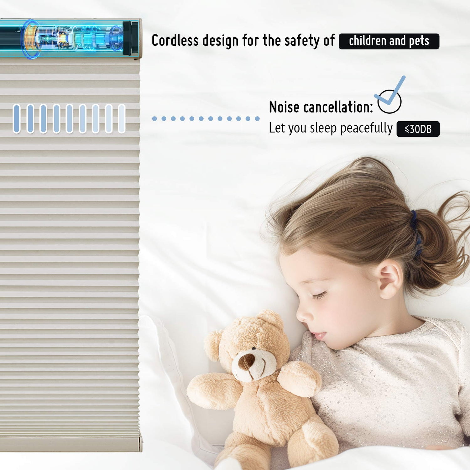 Keego No Drill Motorized Honeycomb Cellular Shades