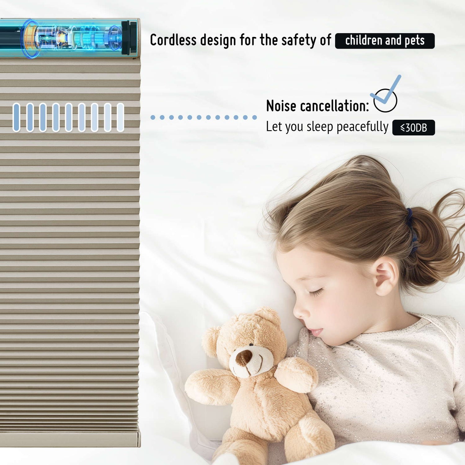 Keego No Drill Motorized Honeycomb Cellular Shades