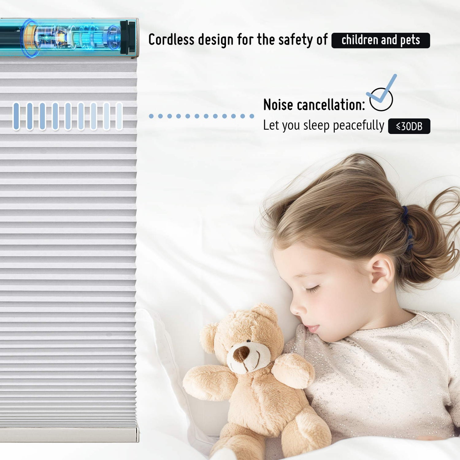 Keego No Drill Motorized Honeycomb Cellular Shades