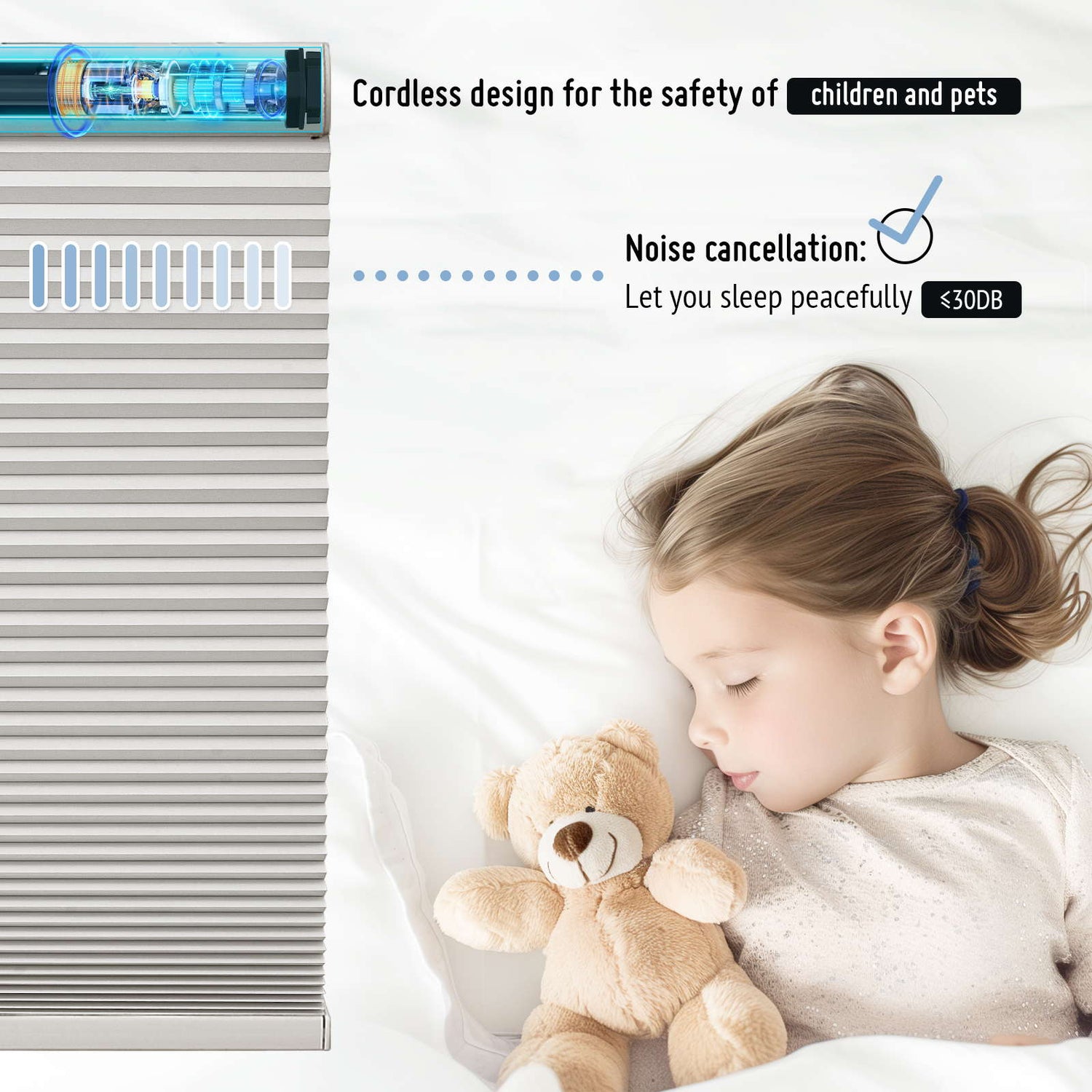 Keego No Drill Motorized Honeycomb Cellular Shades