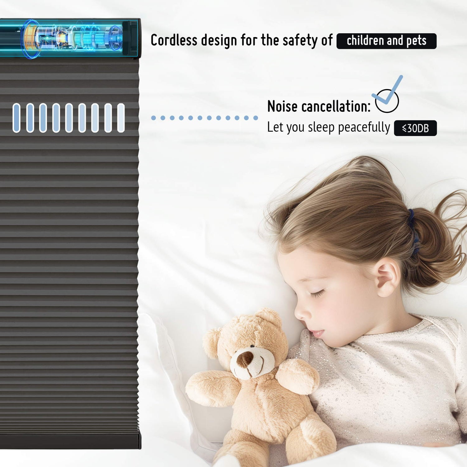Keego No Drill Motorized Honeycomb Cellular Shades