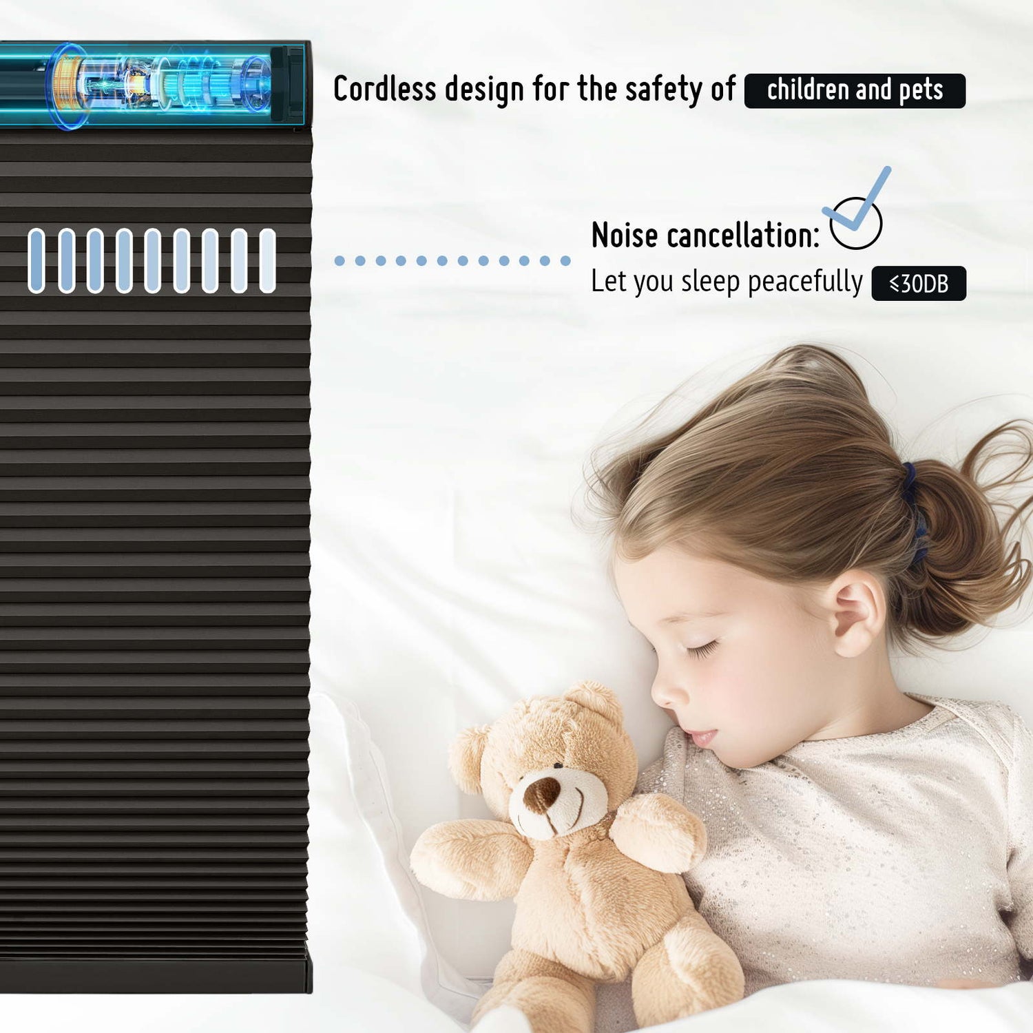 Keego No Drill Motorized Honeycomb Cellular Shades