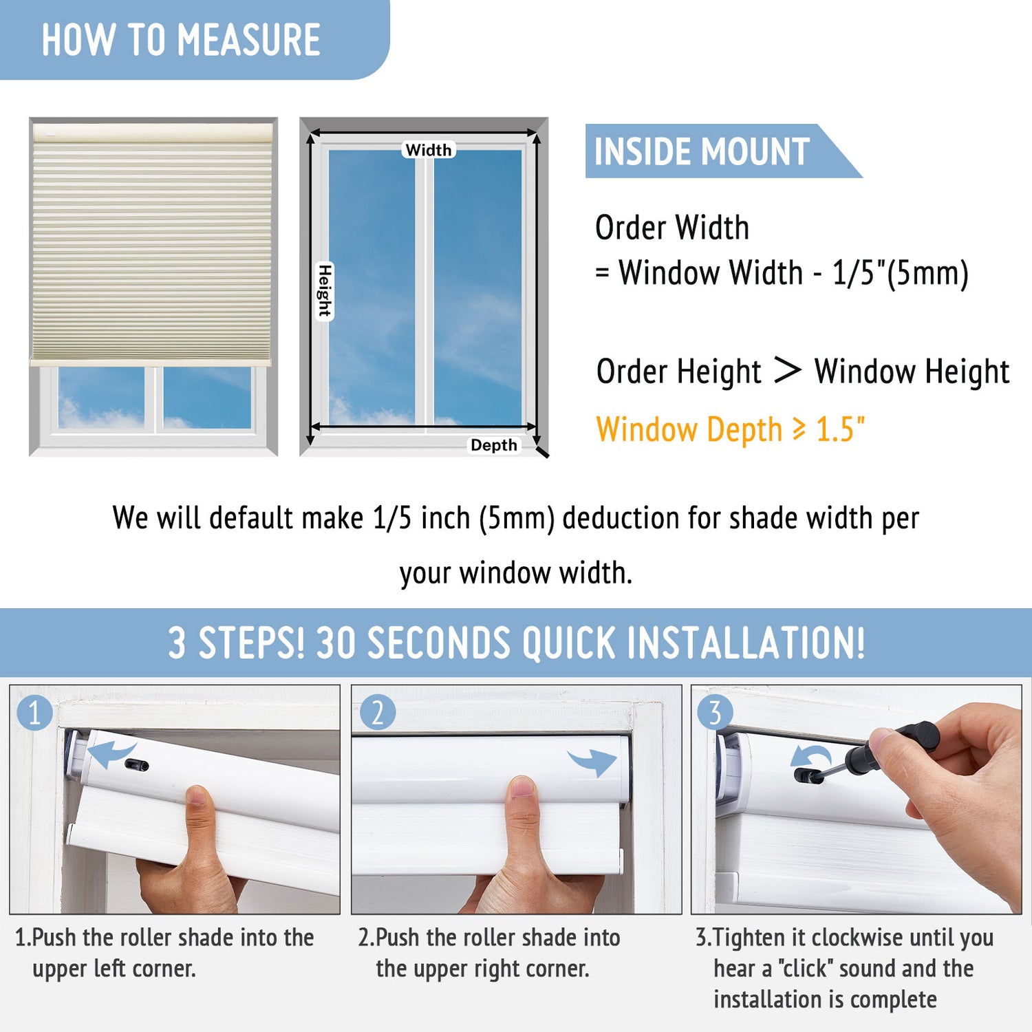 Keego No Drill Motorized Honeycomb Cellular Shades