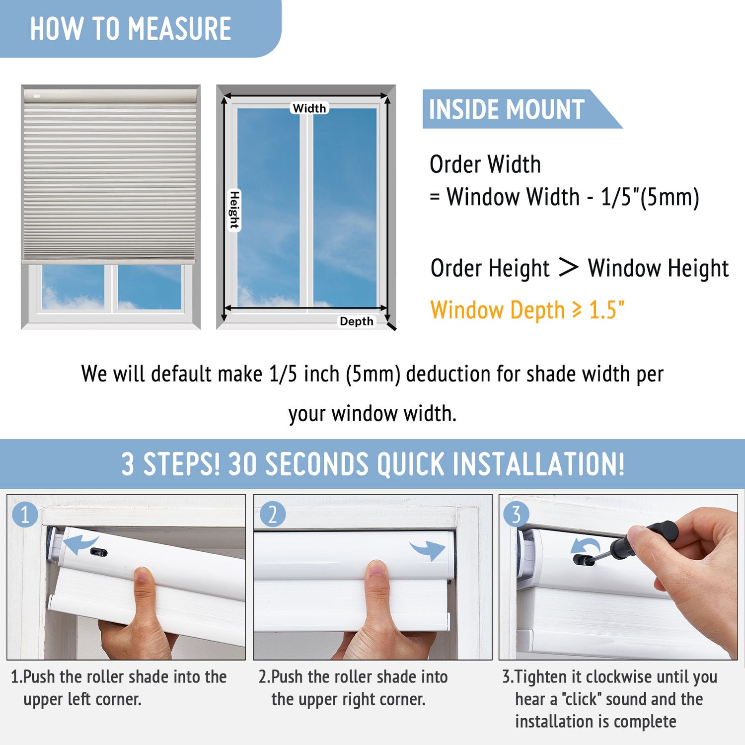 Keego No Drill Motorized Honeycomb Cellular Shades