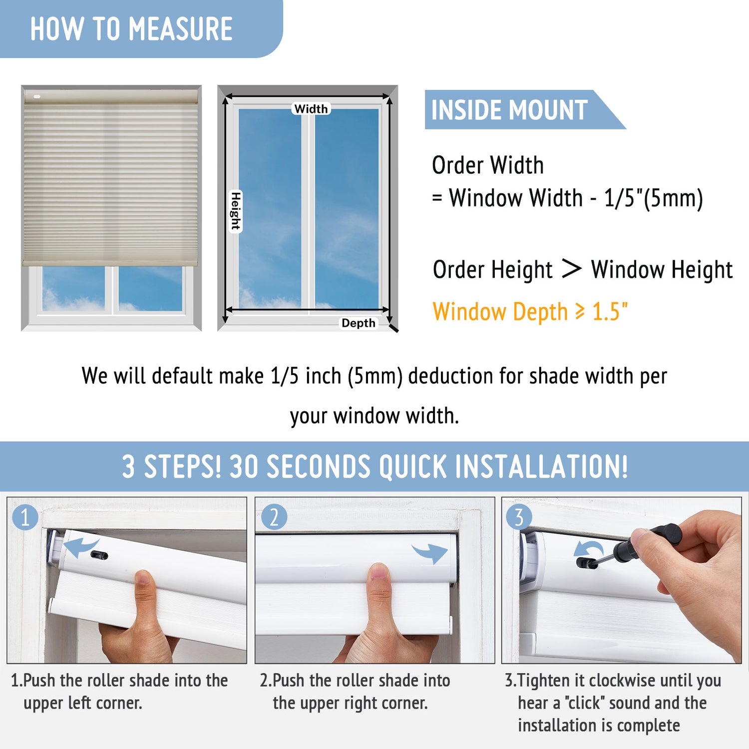 Keego No Drill Motorized Honeycomb Cellular Shades