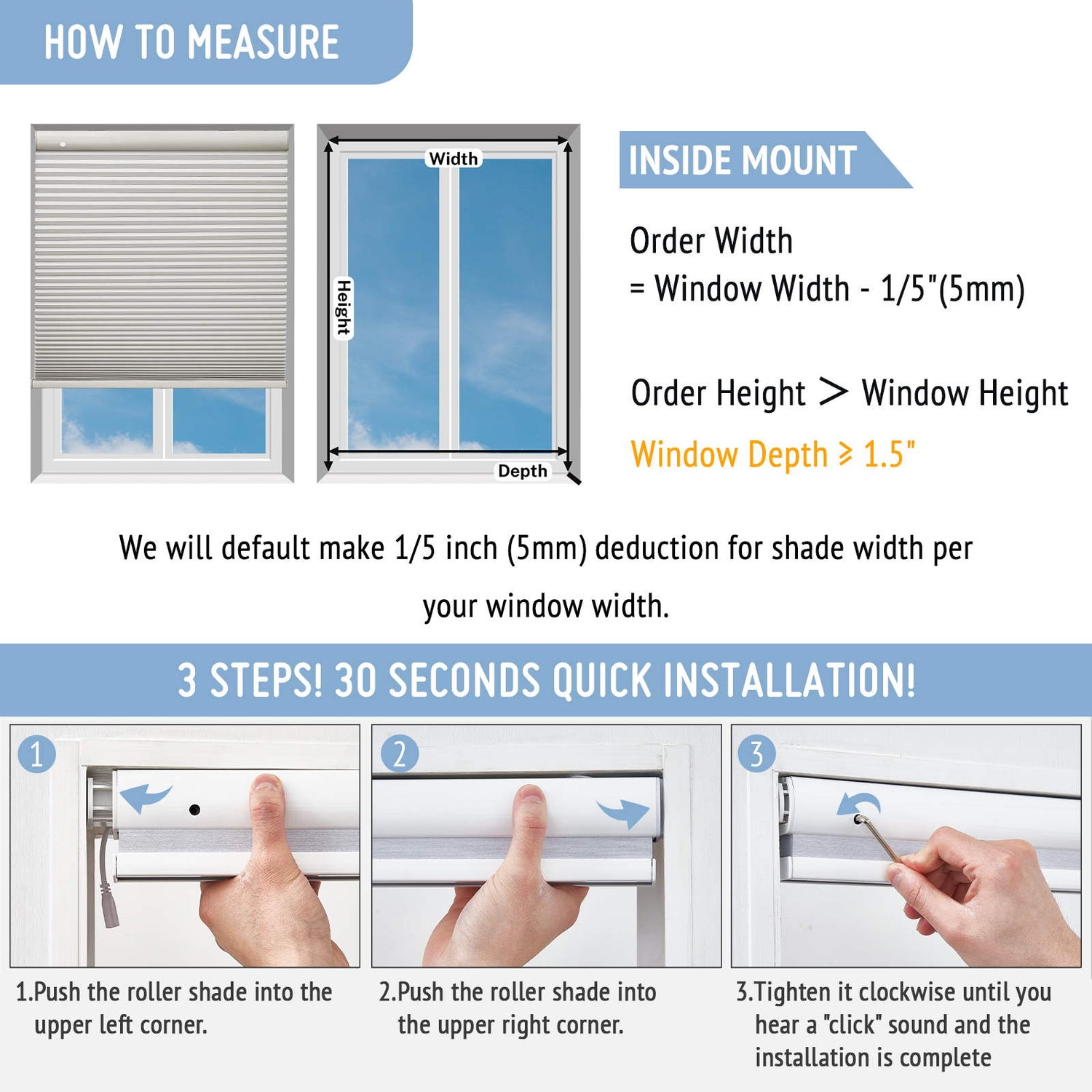 Keego No Drill Motorized Honeycomb Cellular Shades