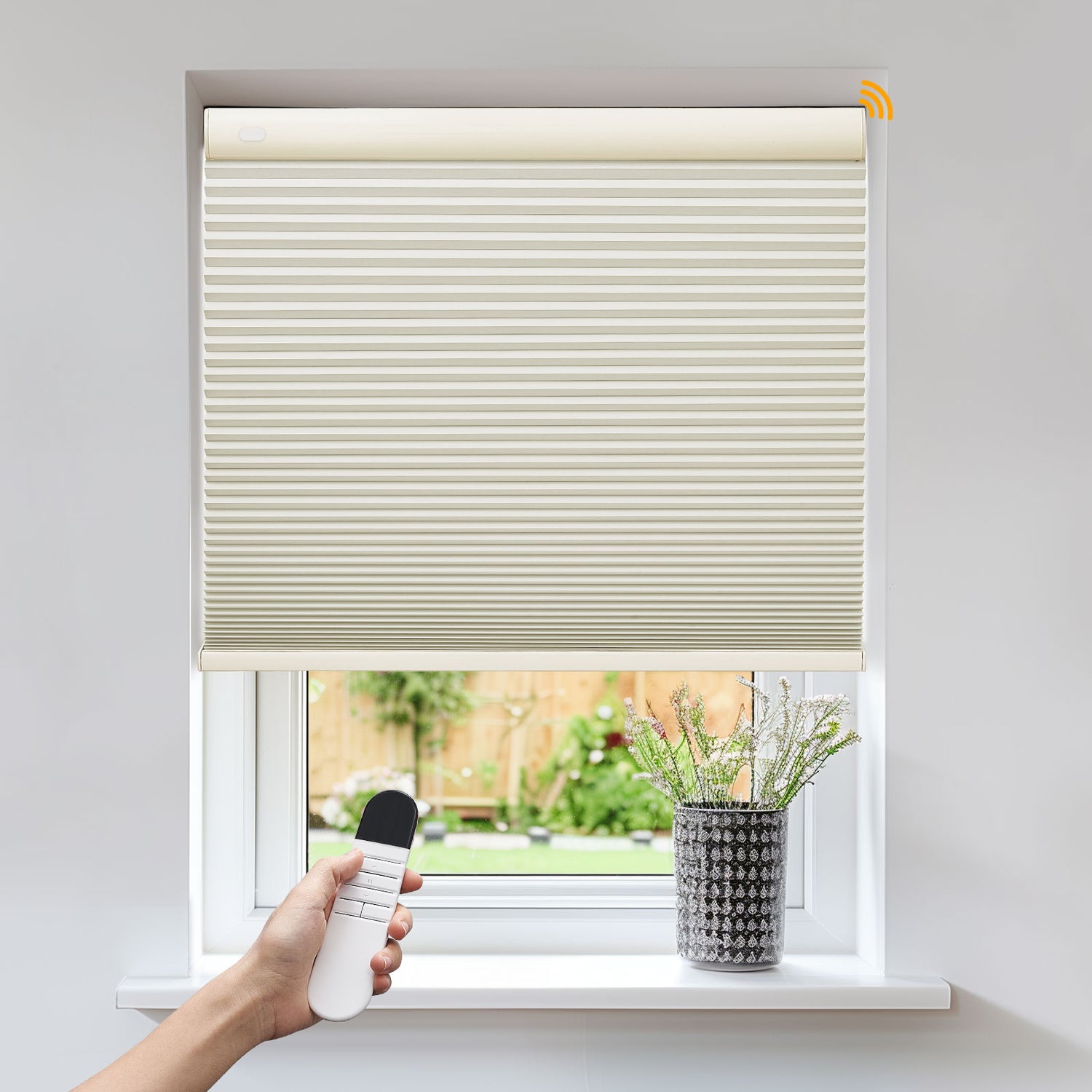 Keego No Drill Motorized Honeycomb Cellular Shades