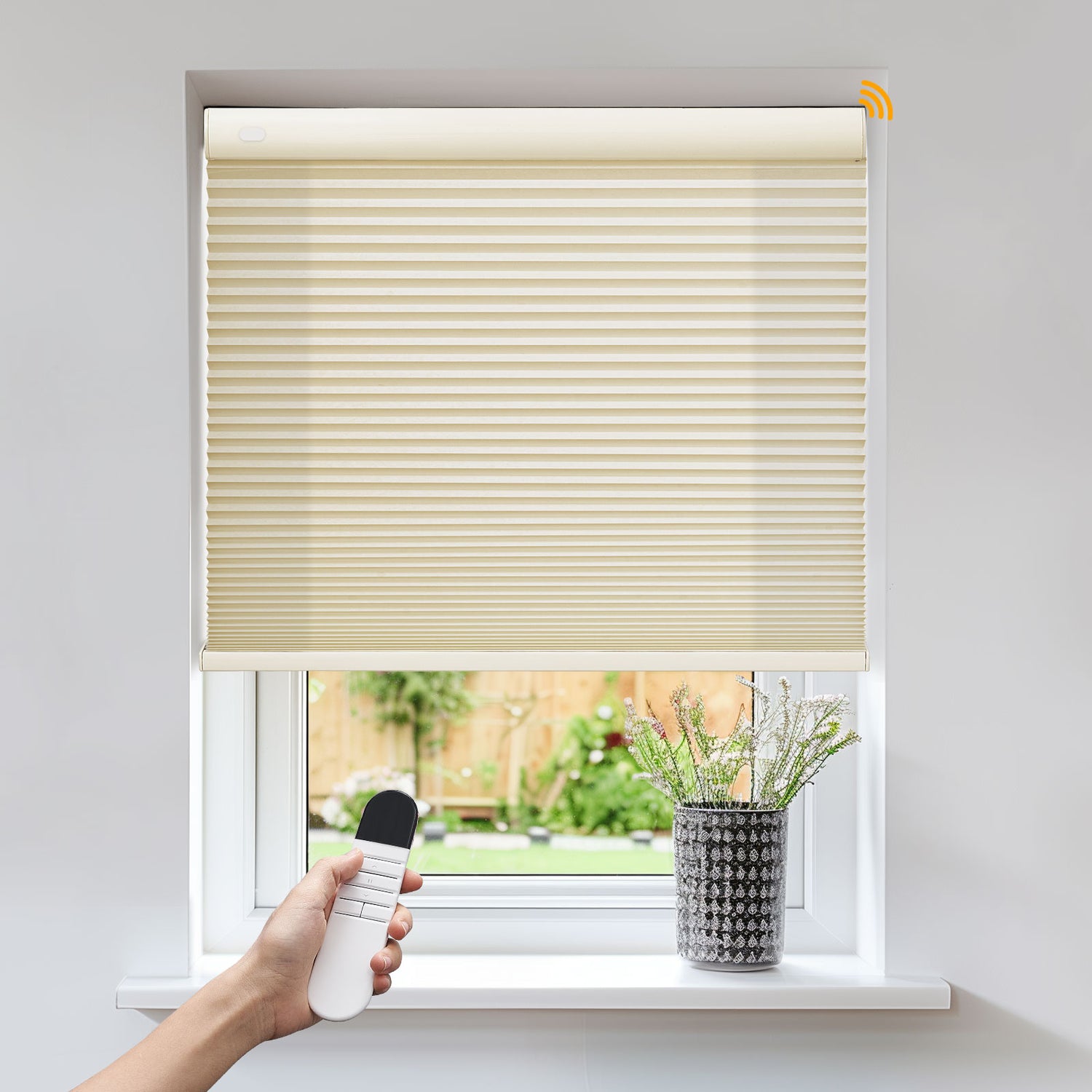 Keego No Drill Motorized Honeycomb Cellular Shades