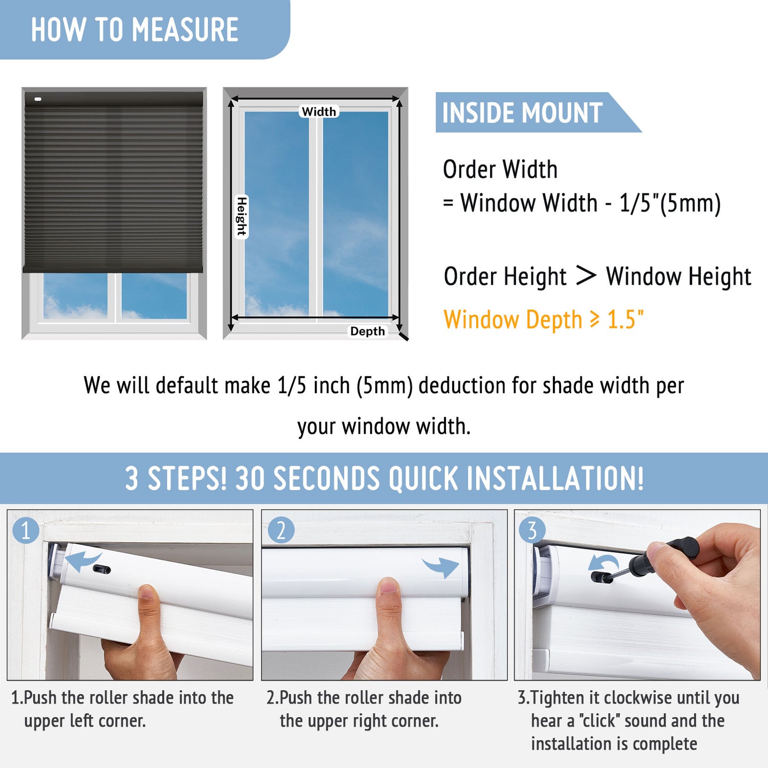 Keego No Drill Motorized Honeycomb Cellular Shades