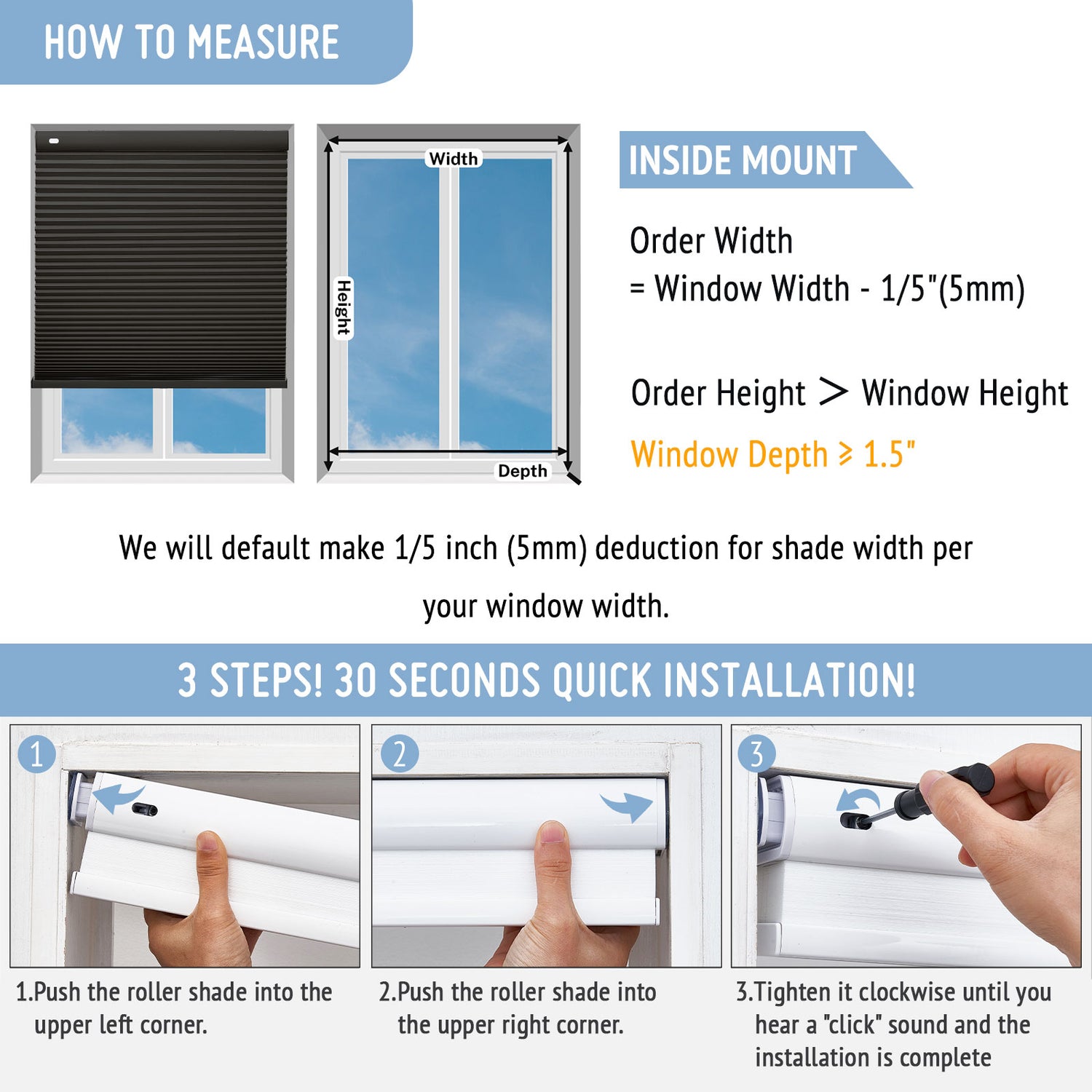 Keego No Drill Motorized Honeycomb Cellular Shades