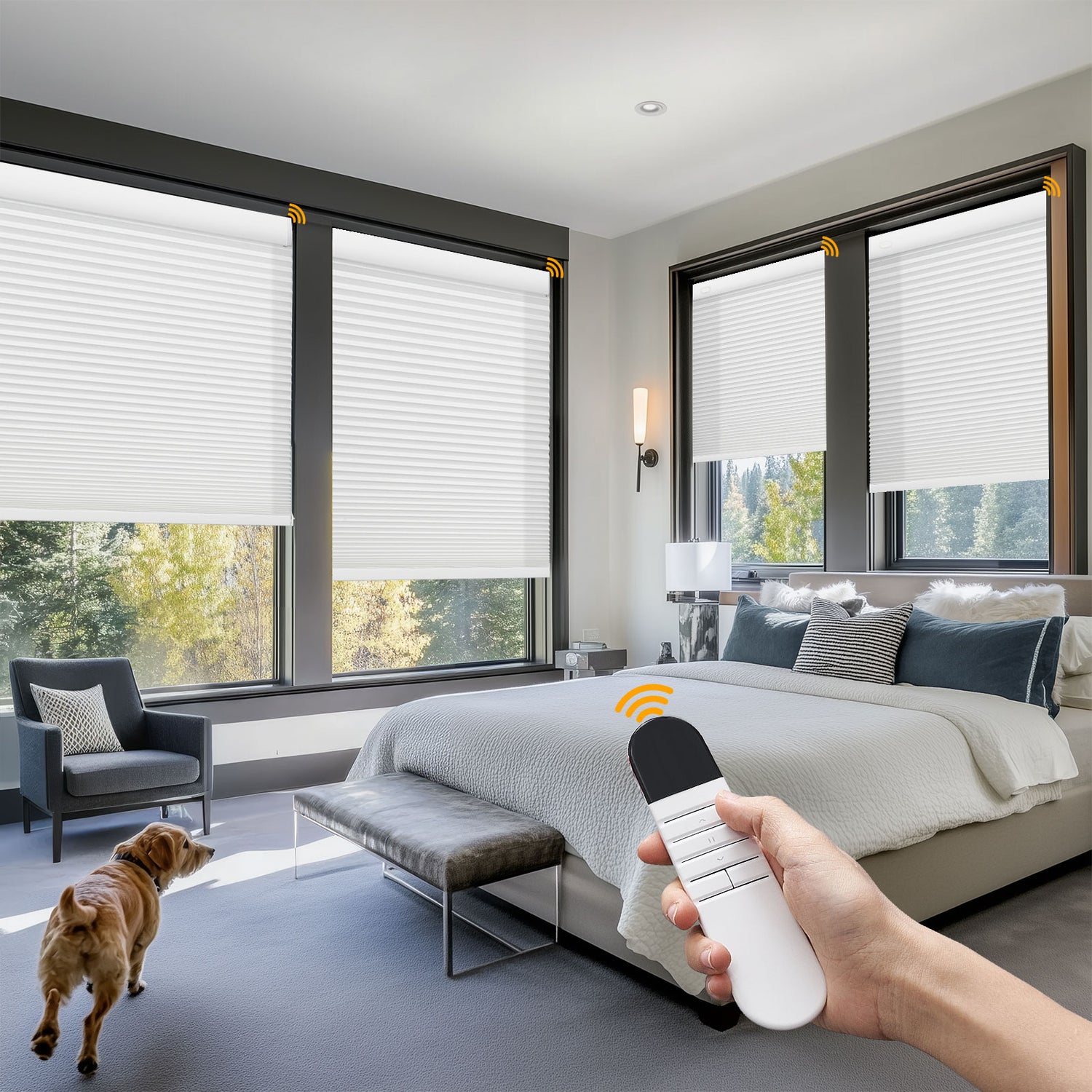 Keego No Drill Motorized Honeycomb Cellular Shades