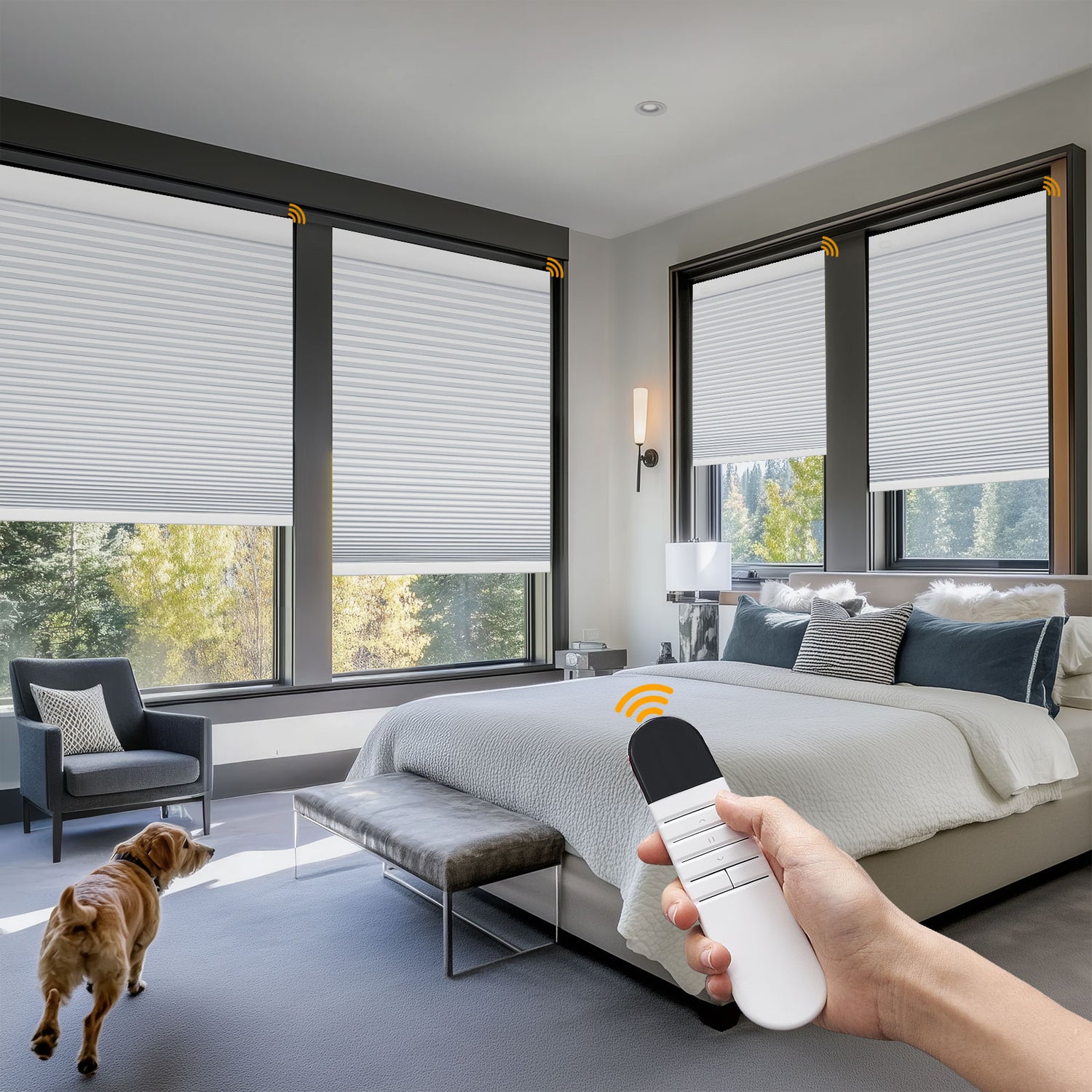Keego No Drill Motorized Honeycomb Cellular Shades