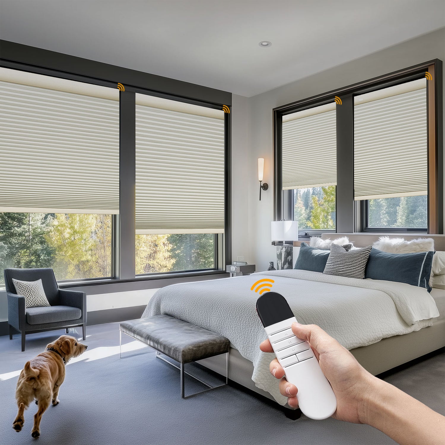Keego No Drill Motorized Honeycomb Cellular Shades