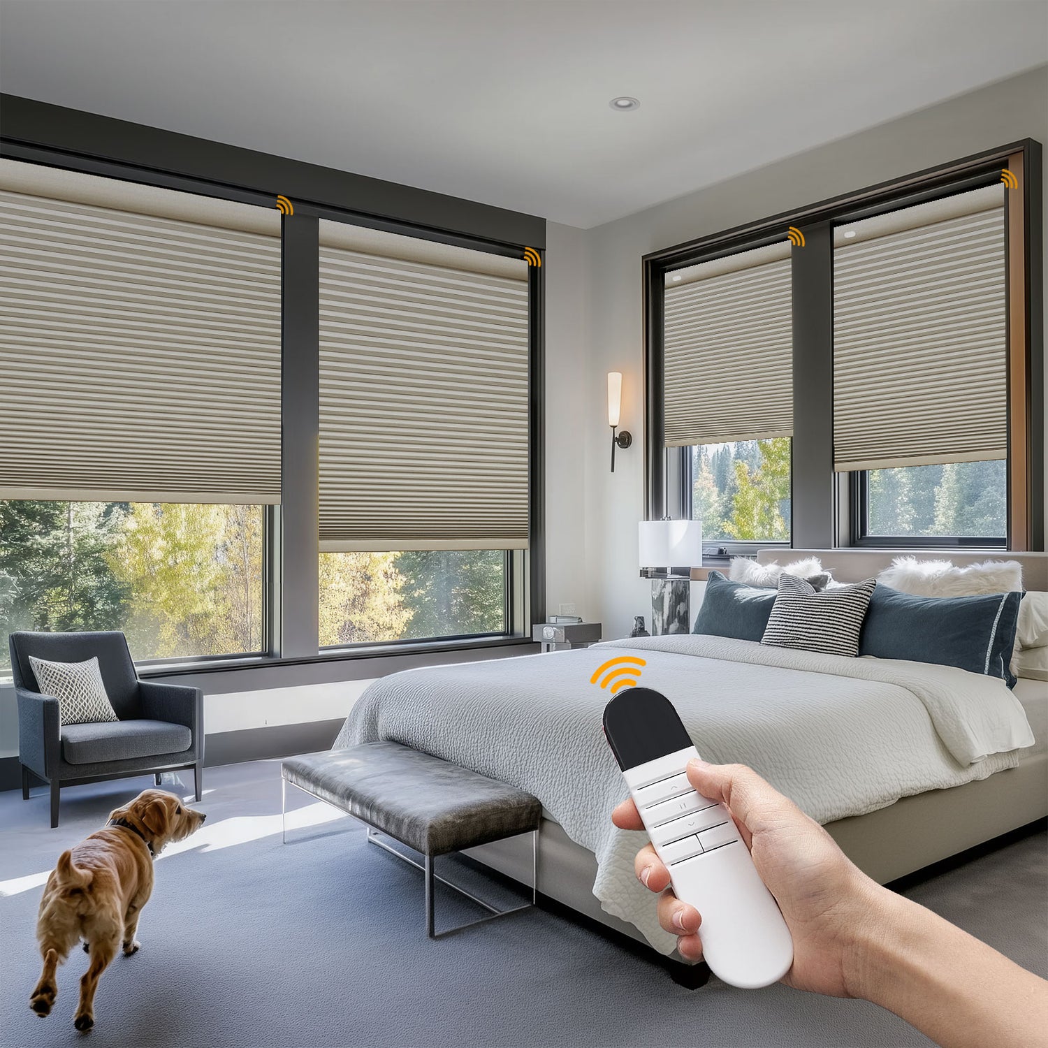 Keego No Drill Motorized Honeycomb Cellular Shades