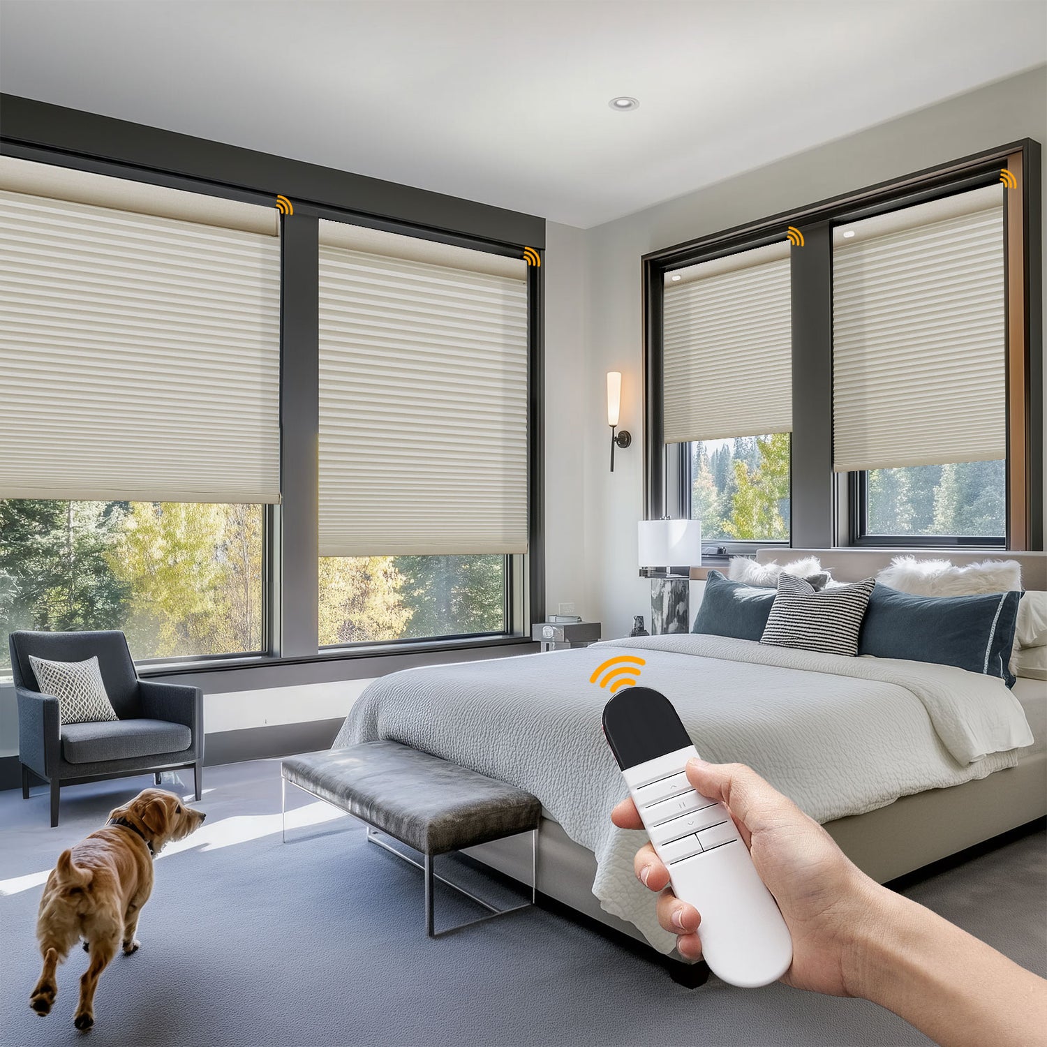 Keego No Drill Motorized Honeycomb Cellular Shades