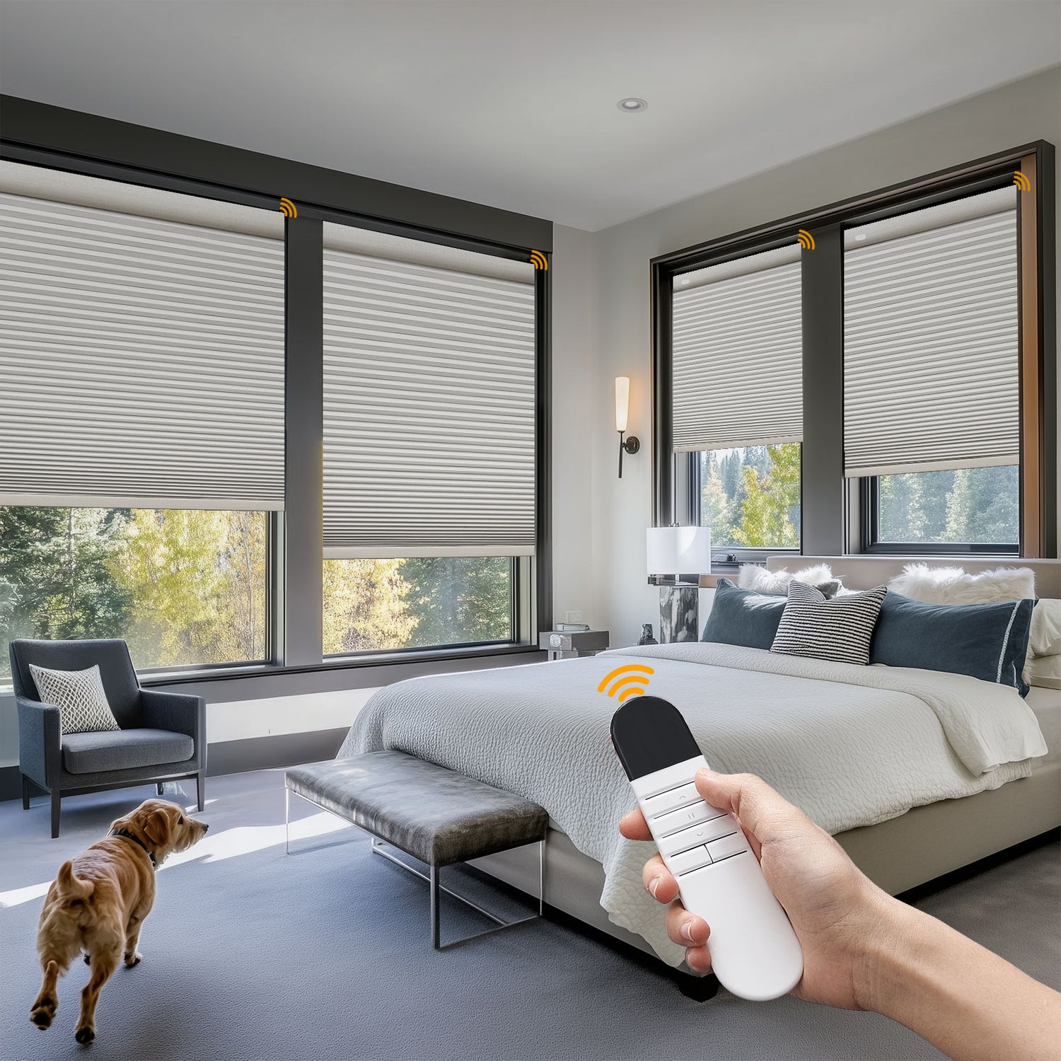 Keego No Drill Motorized Honeycomb Cellular Shades