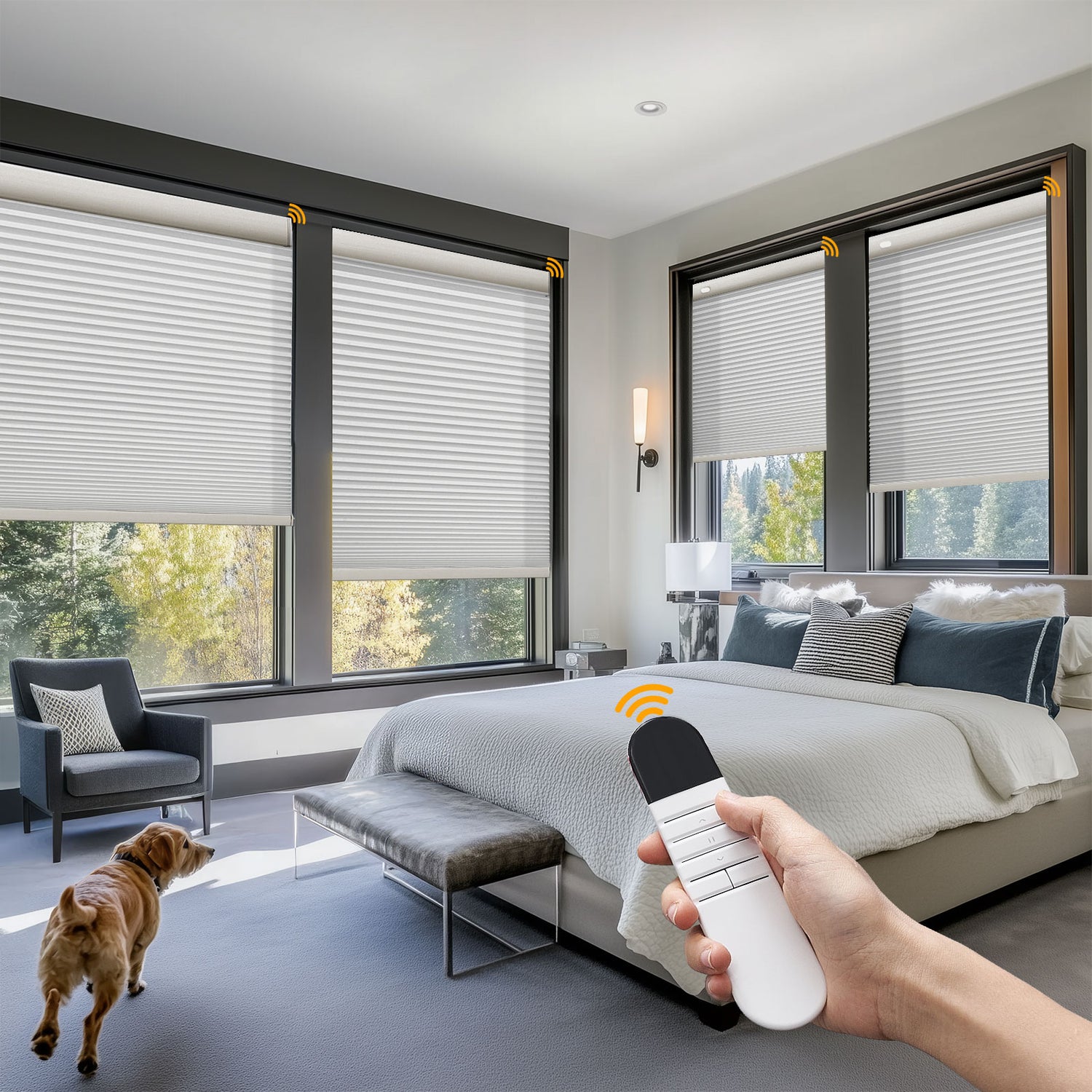 Keego No Drill Motorized Honeycomb Cellular Shades