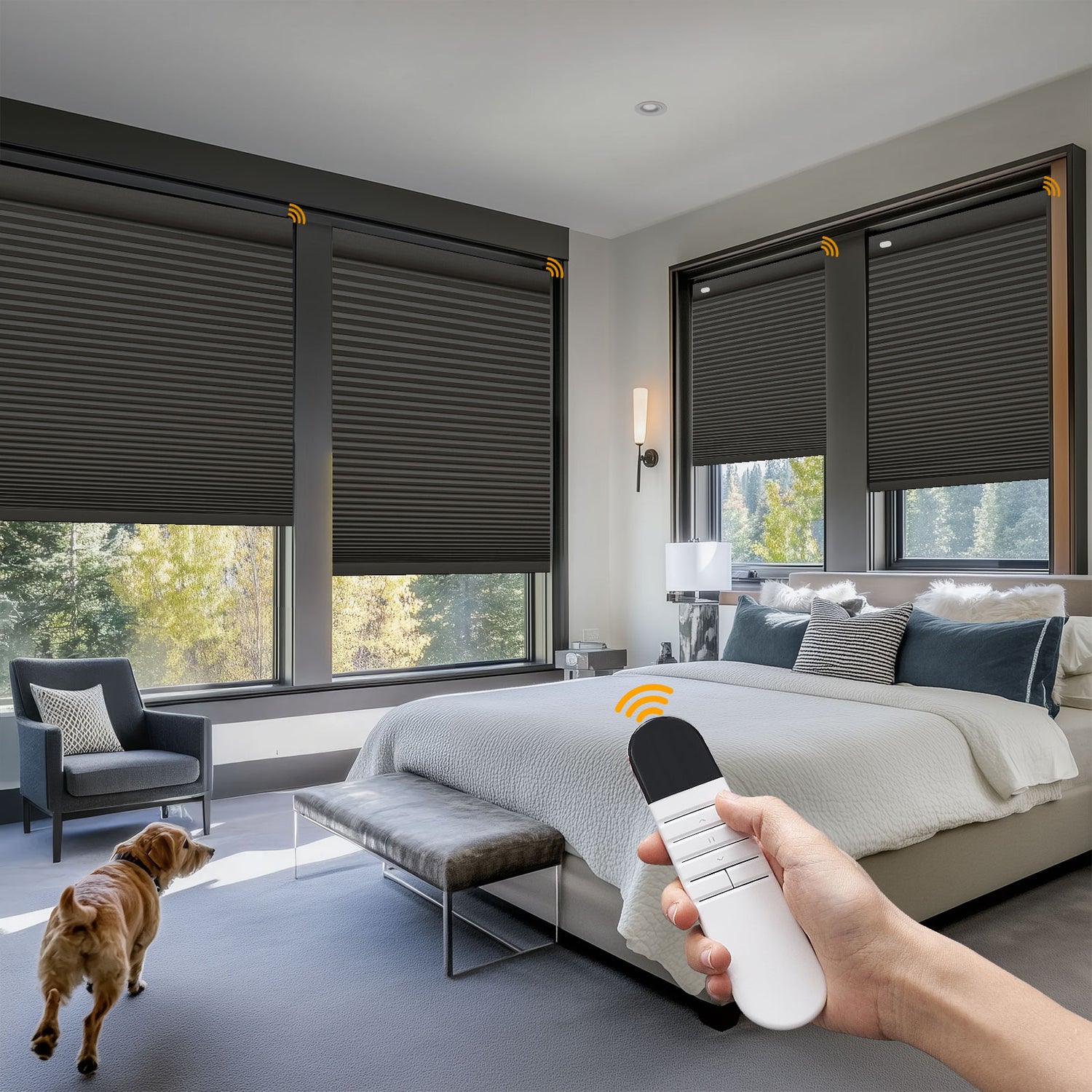 Keego No Drill Motorized Honeycomb Cellular Shades