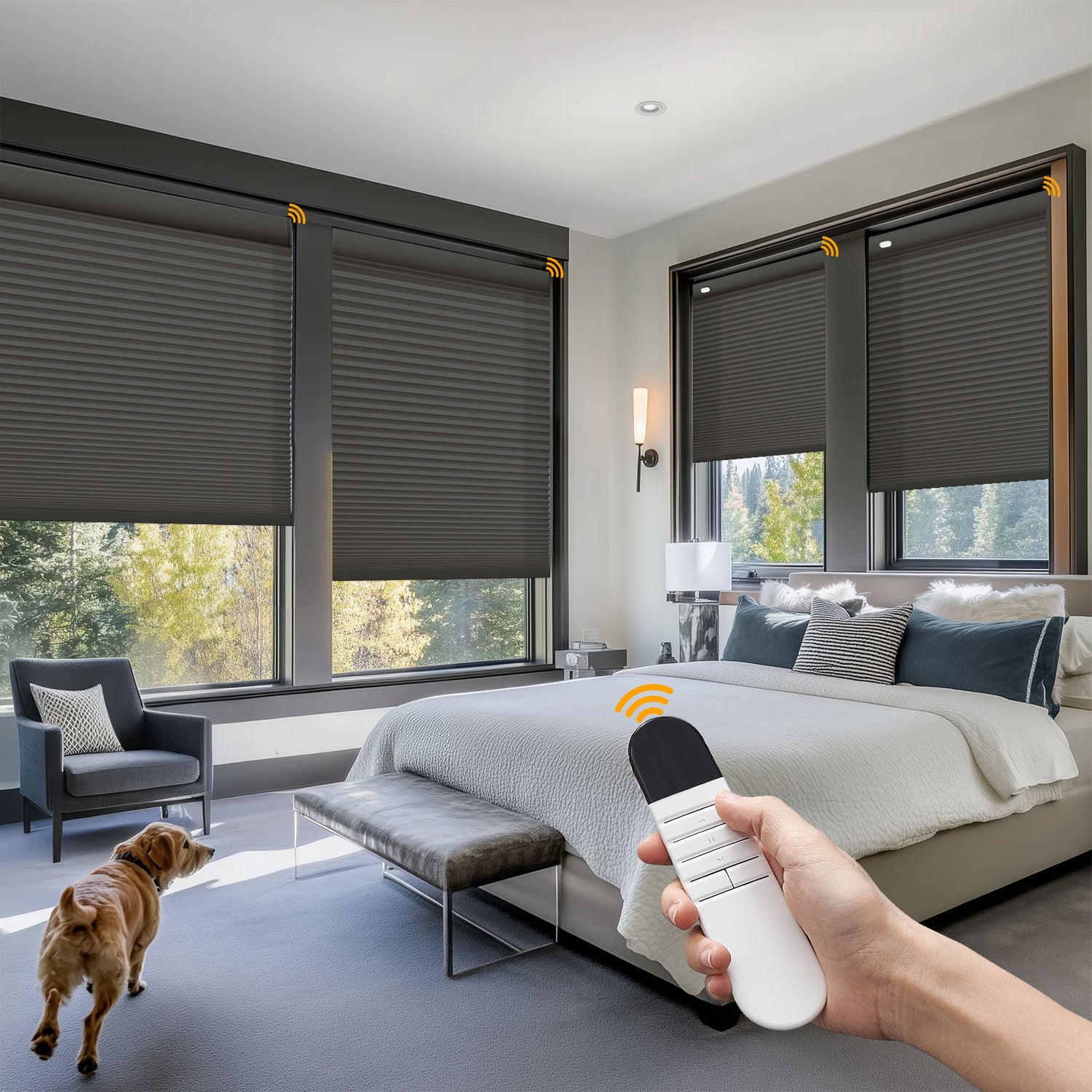 Keego No Drill Motorized Honeycomb Cellular Shades
