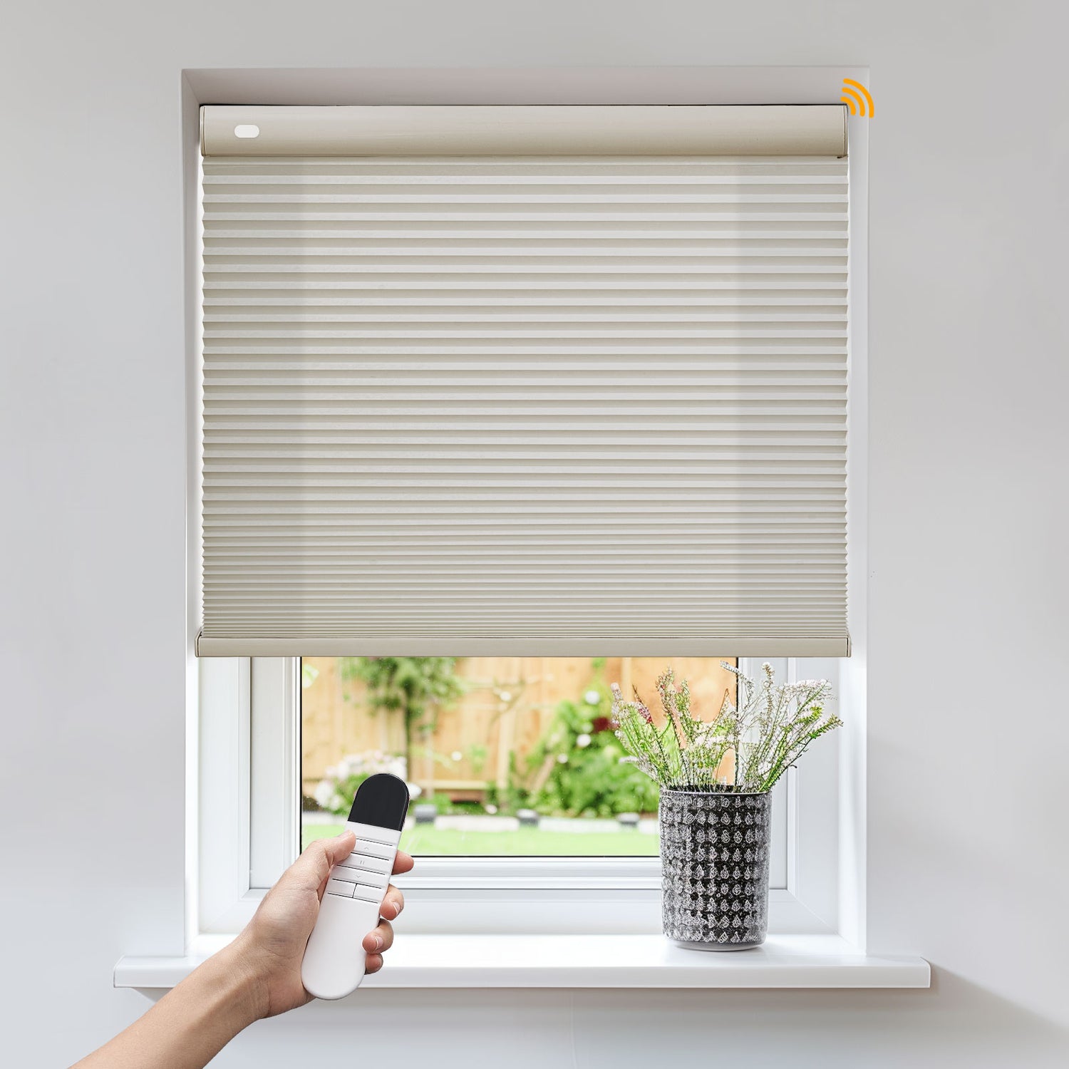 Keego No Drill Motorized Honeycomb Cellular Shades