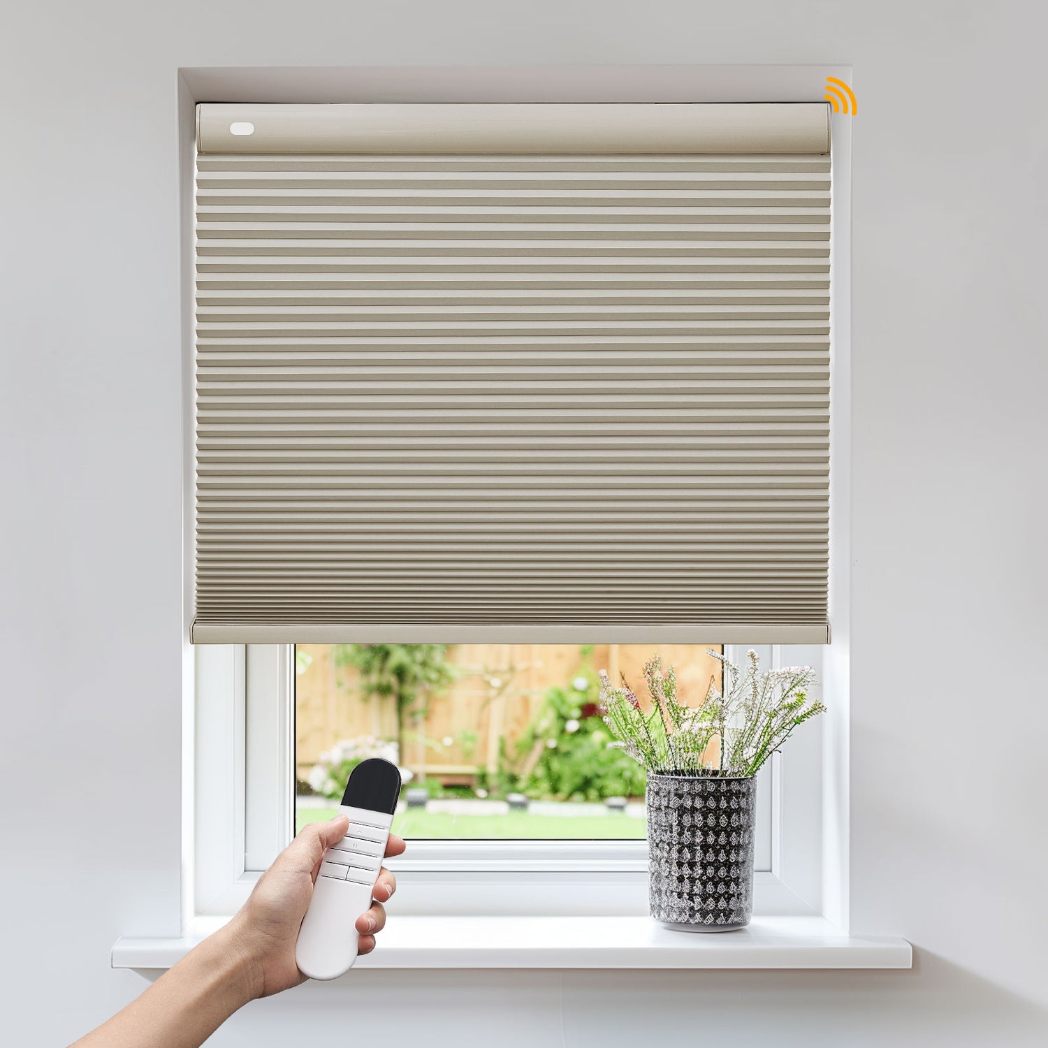 Keego No Drill Motorized Honeycomb Cellular Shades