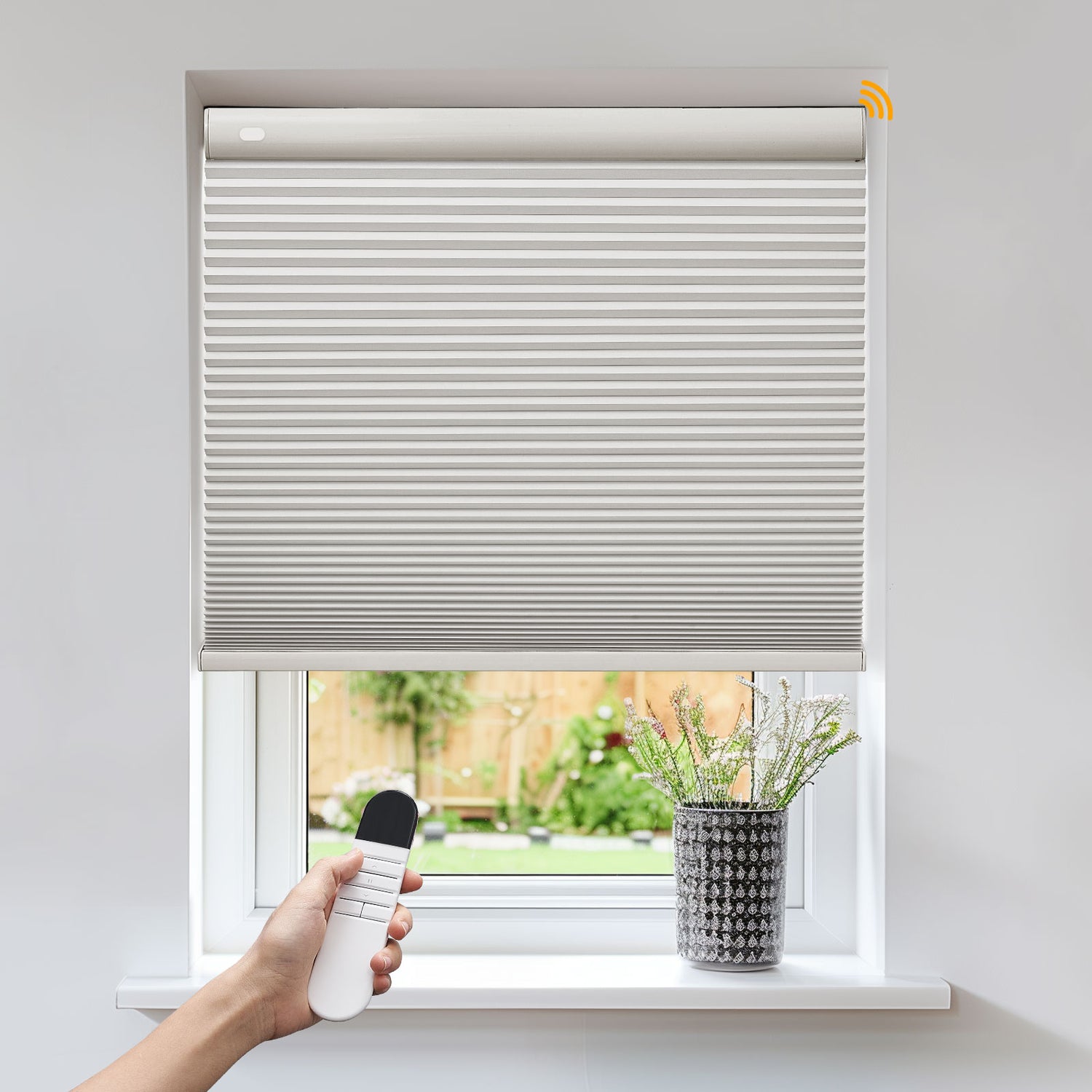 Keego No Drill Motorized Honeycomb Cellular Shades