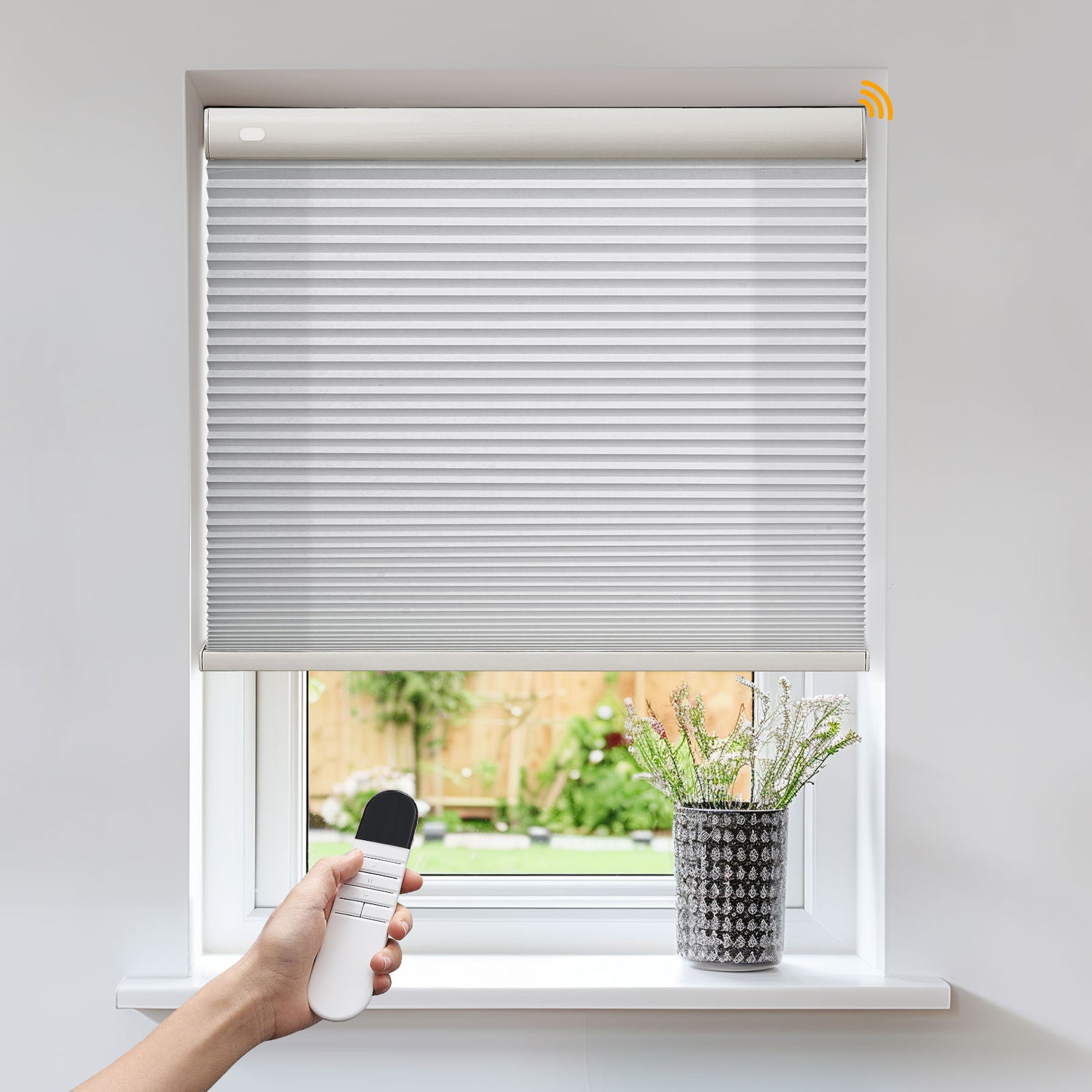 Keego No Drill Motorized Honeycomb Cellular Shades