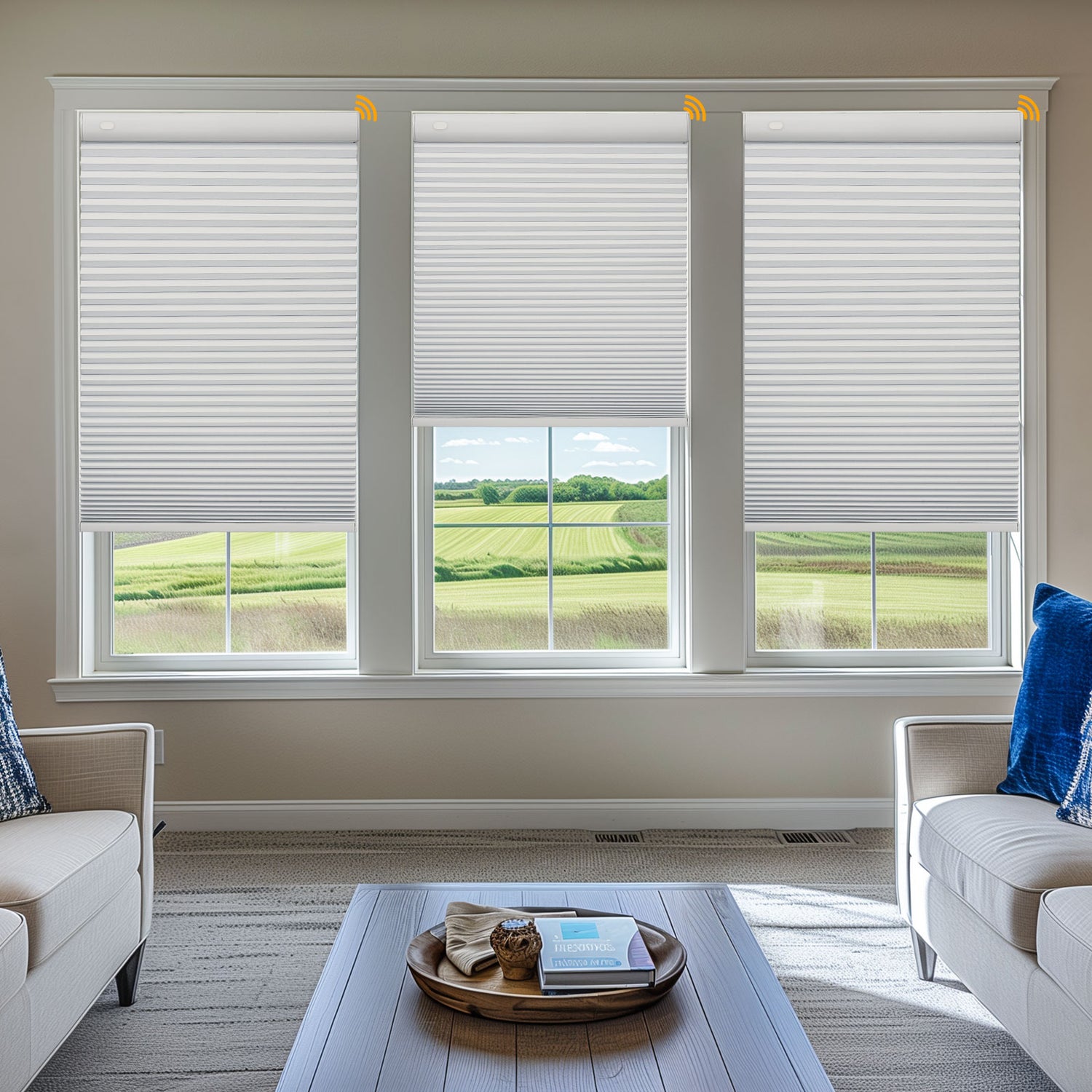 Keego No Drill Motorized Honeycomb Cellular Shades