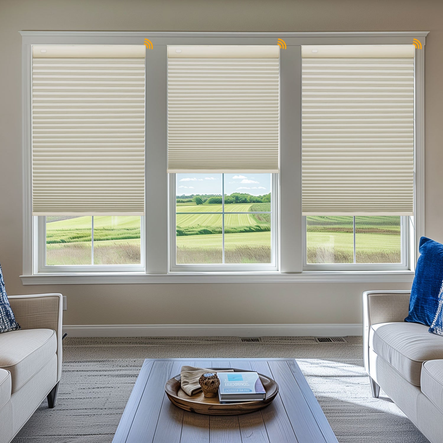 Keego No Drill Motorized Honeycomb Cellular Shades
