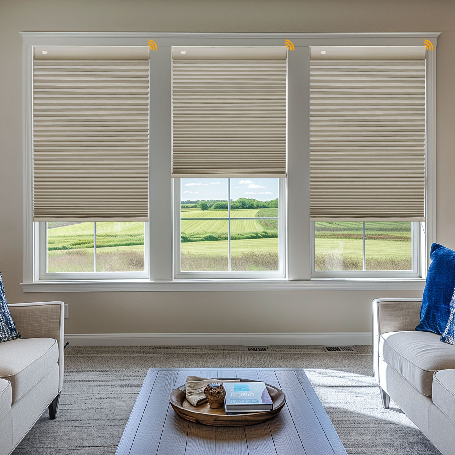 Keego No Drill Motorized Honeycomb Cellular Shades