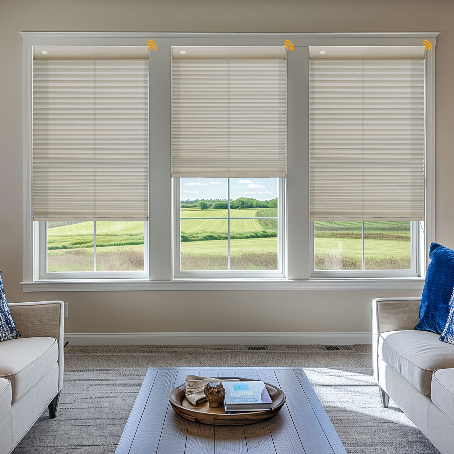 Keego No Drill Motorized Honeycomb Cellular Shades